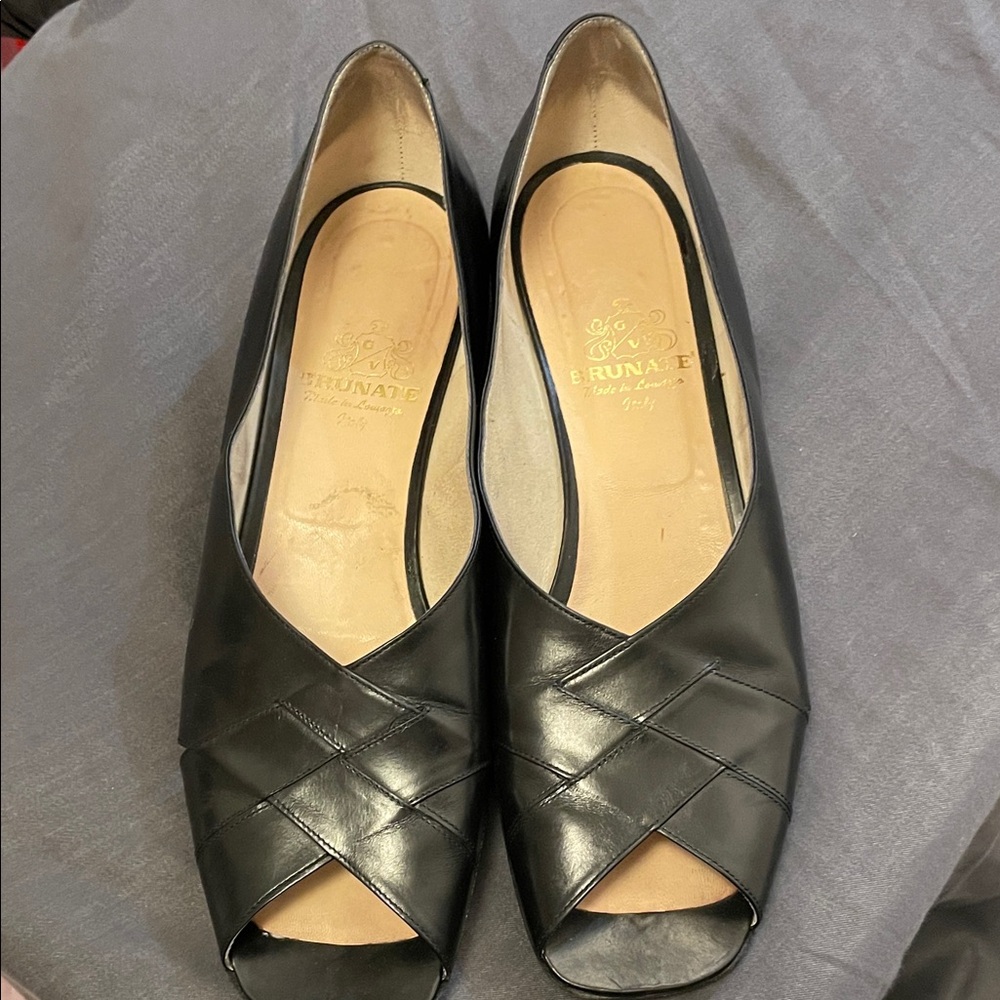 Women’s Brunate Black Open Toe Flats Size 43